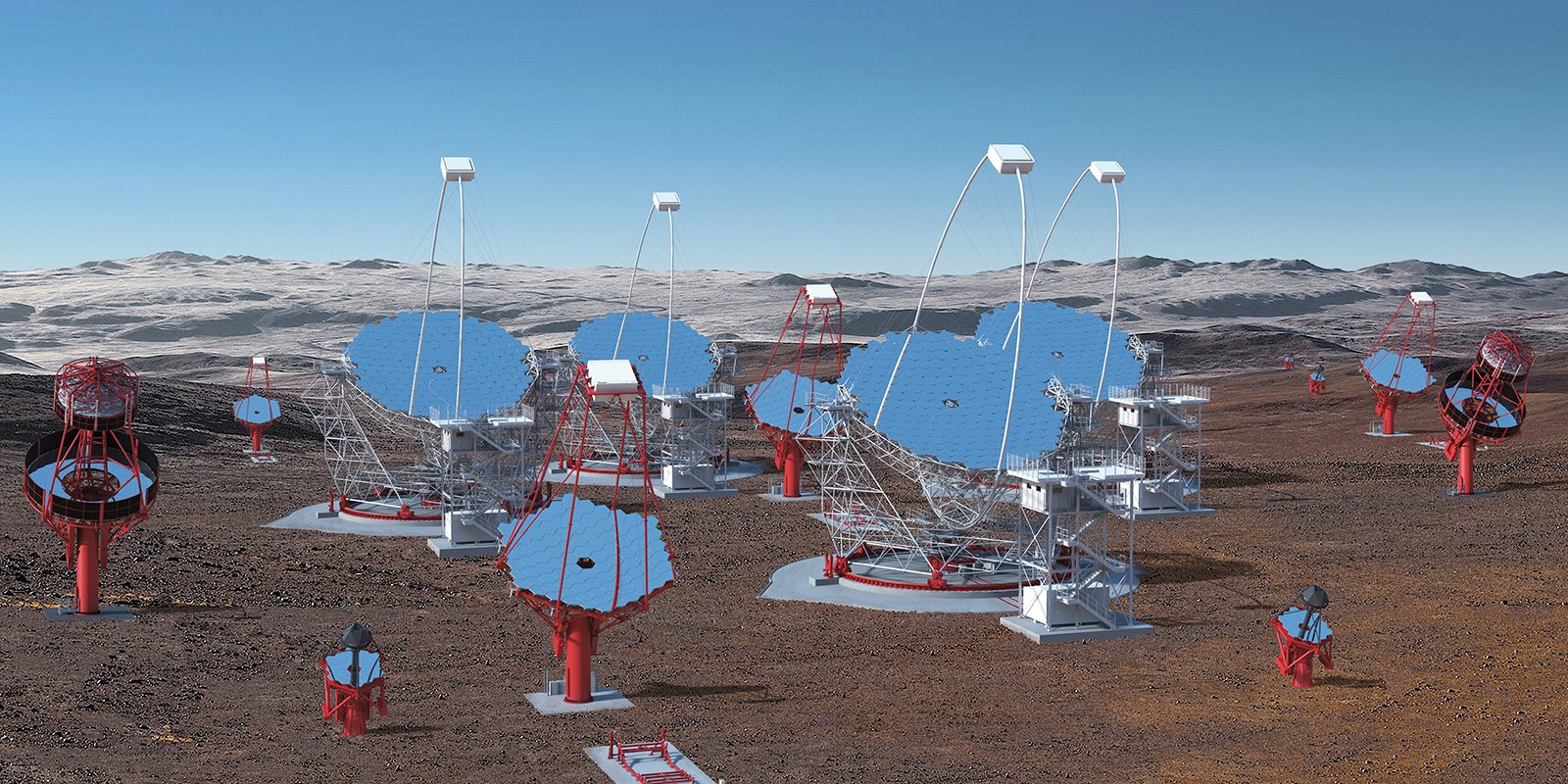 An artist’s conceptual design for the Cherenkov Telescope Array Southern Hemisphere site.