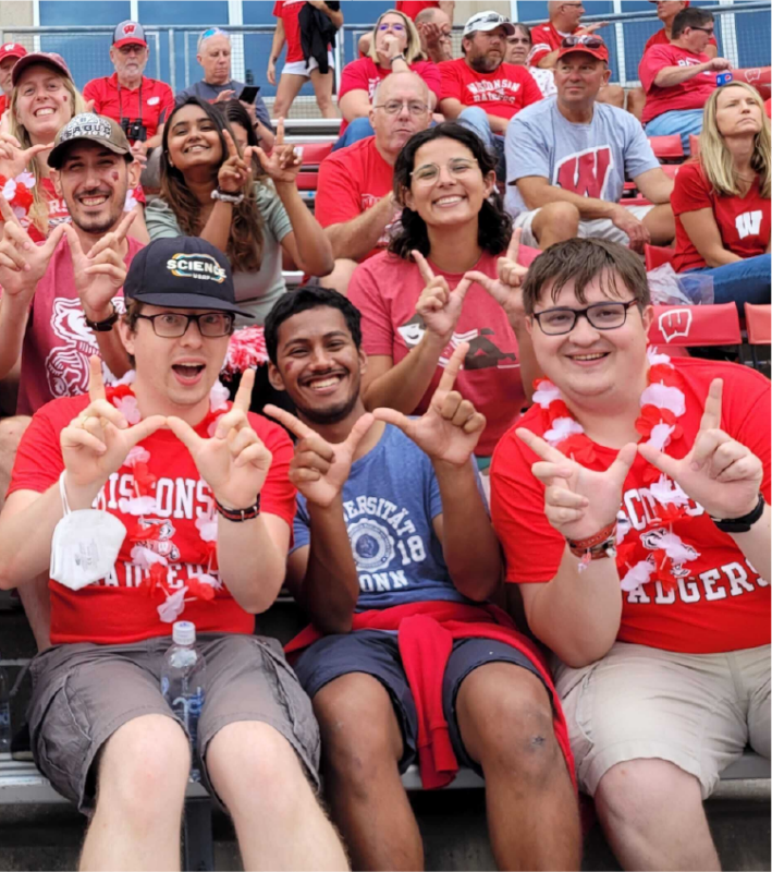 People at a Wisconsin Badger football game