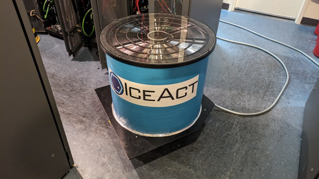 Close-up of fully assembled IceAct telescope.