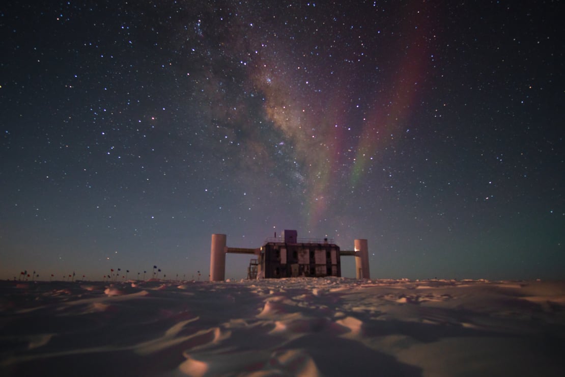 Stars and Milky Way above the IceCube Lab.