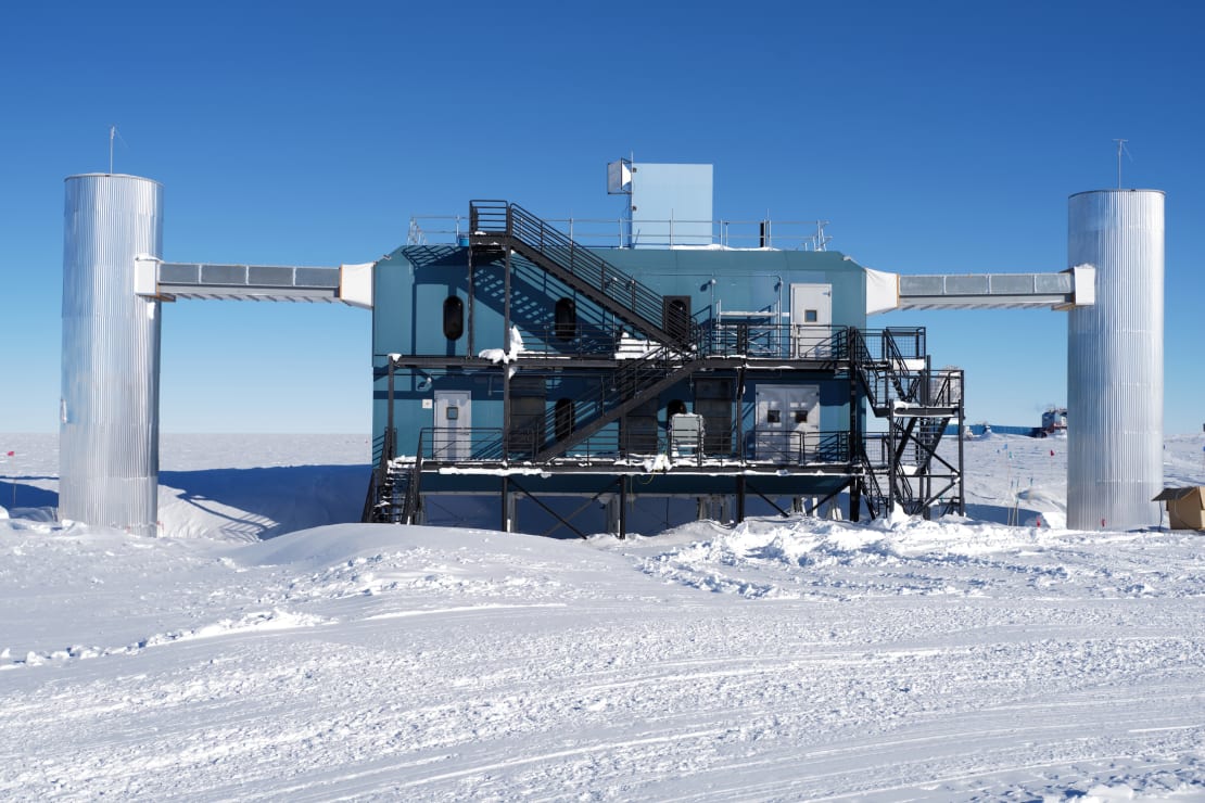 IceCube Lab under clear blue skies.