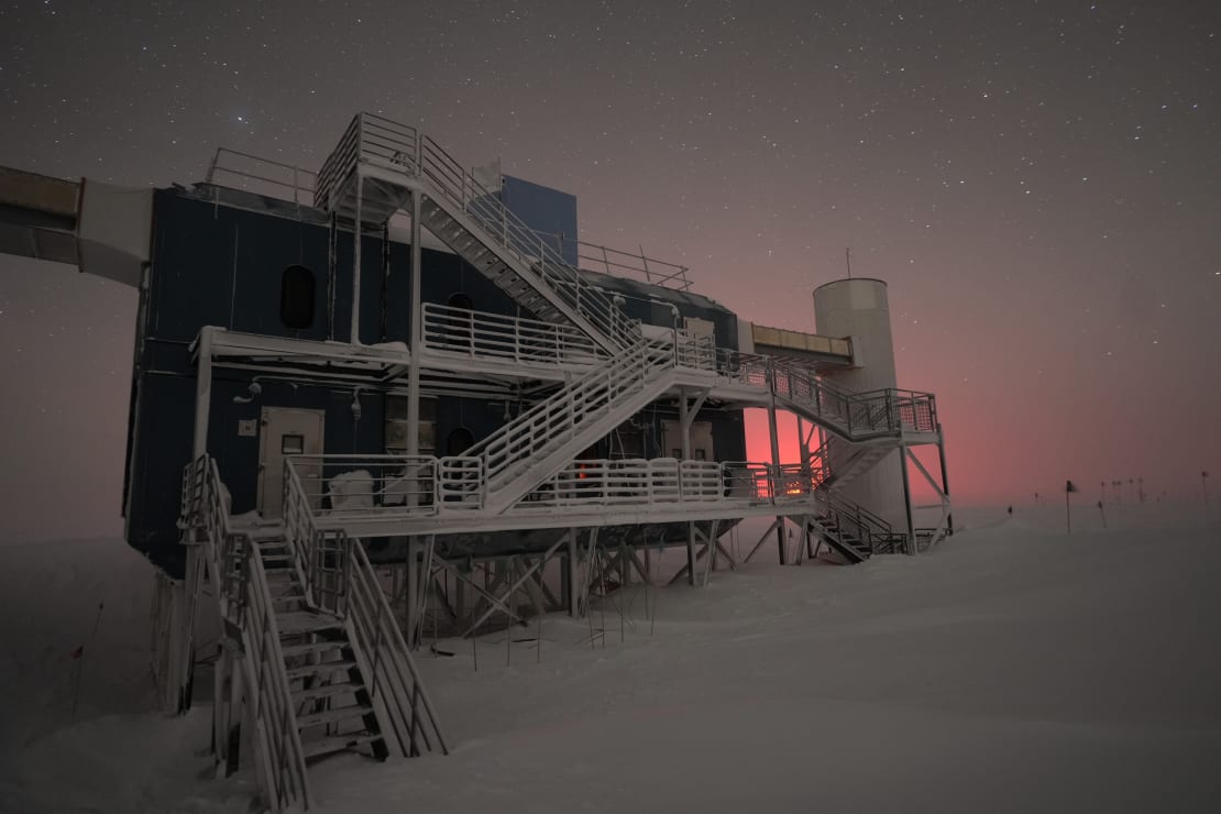 The IceCube Lab, with some pink backlighting.