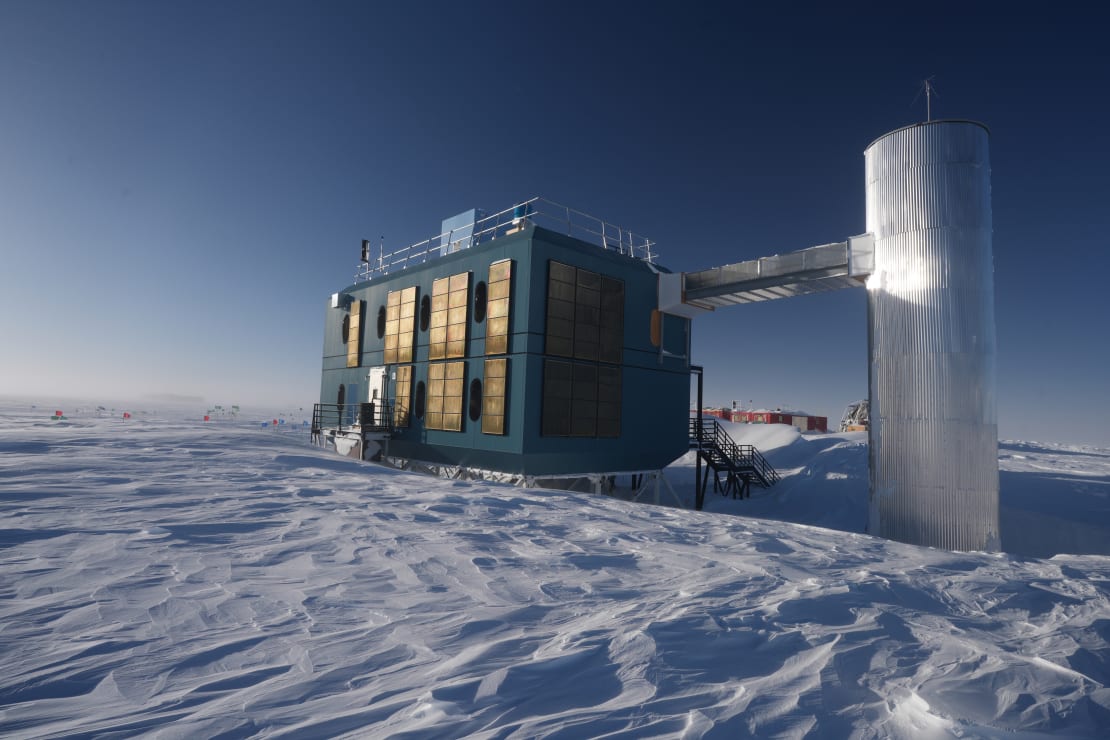 Three-quarter view of the backside of the IceCube Lab.