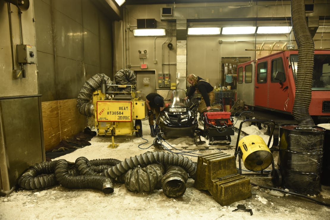 View of interior of the Vehicle Maintenance Facility.