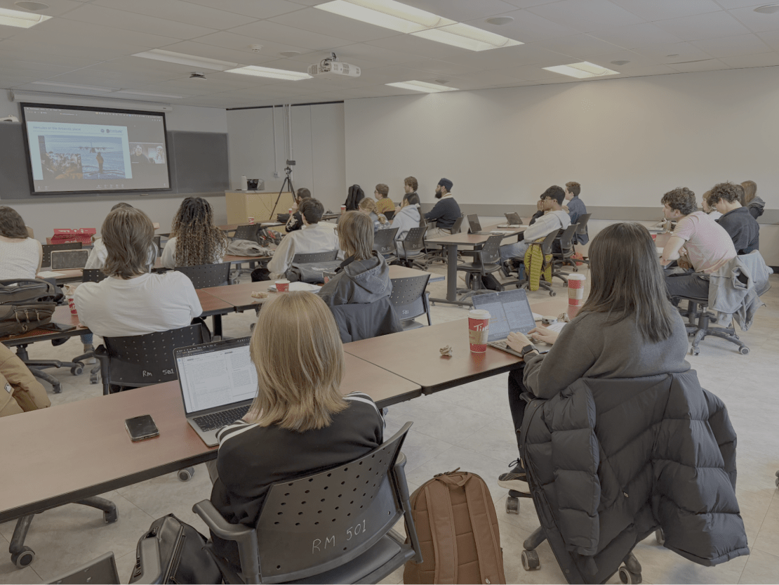 A group of students in a classroom.